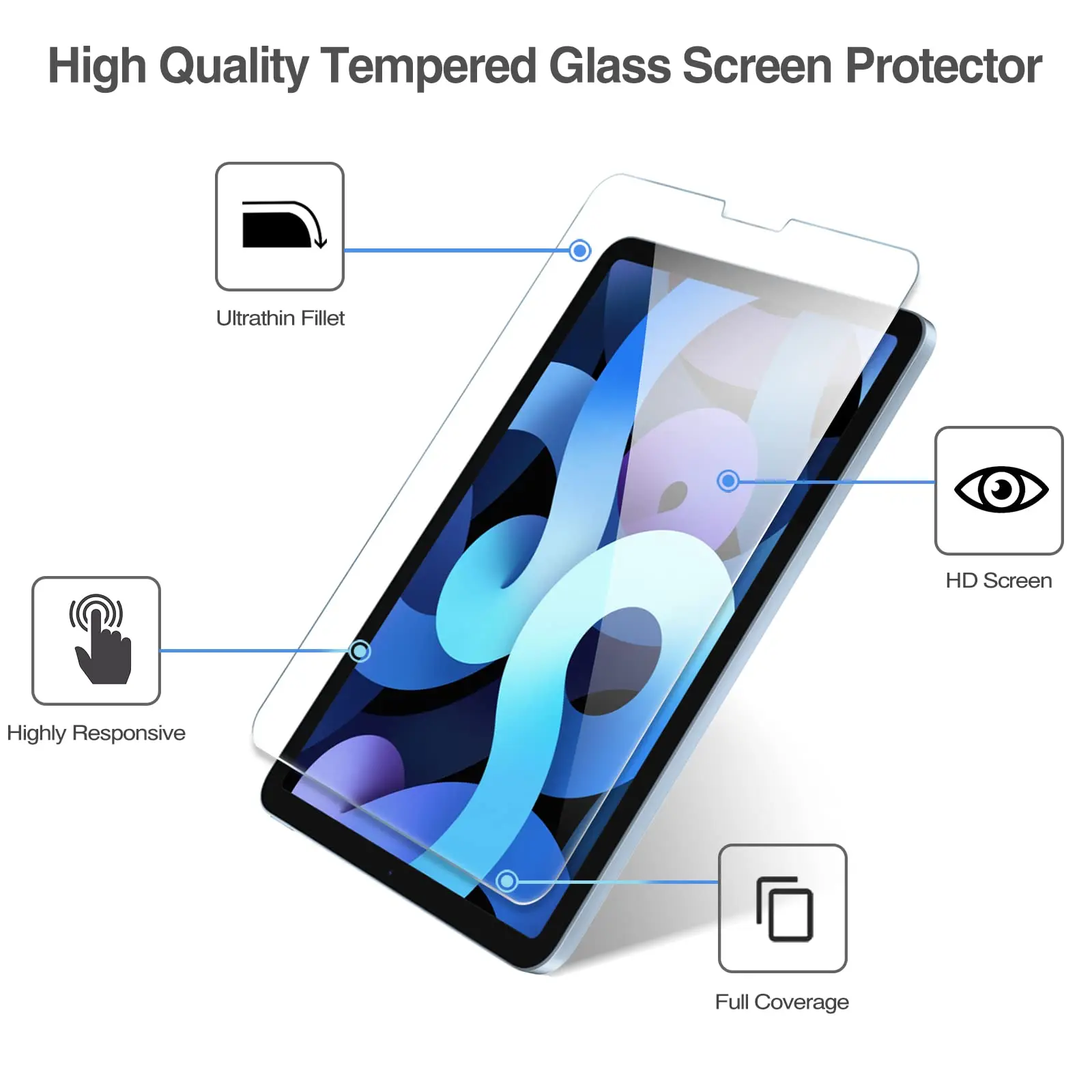 Защитная пленка для экрана для Apple iPad Air Pro 11 2024 9.7 10.2 10.5 10.9 2-й 3-й 4-й 5-й 6-й 9-й 10-го поколения из закаленного стекла