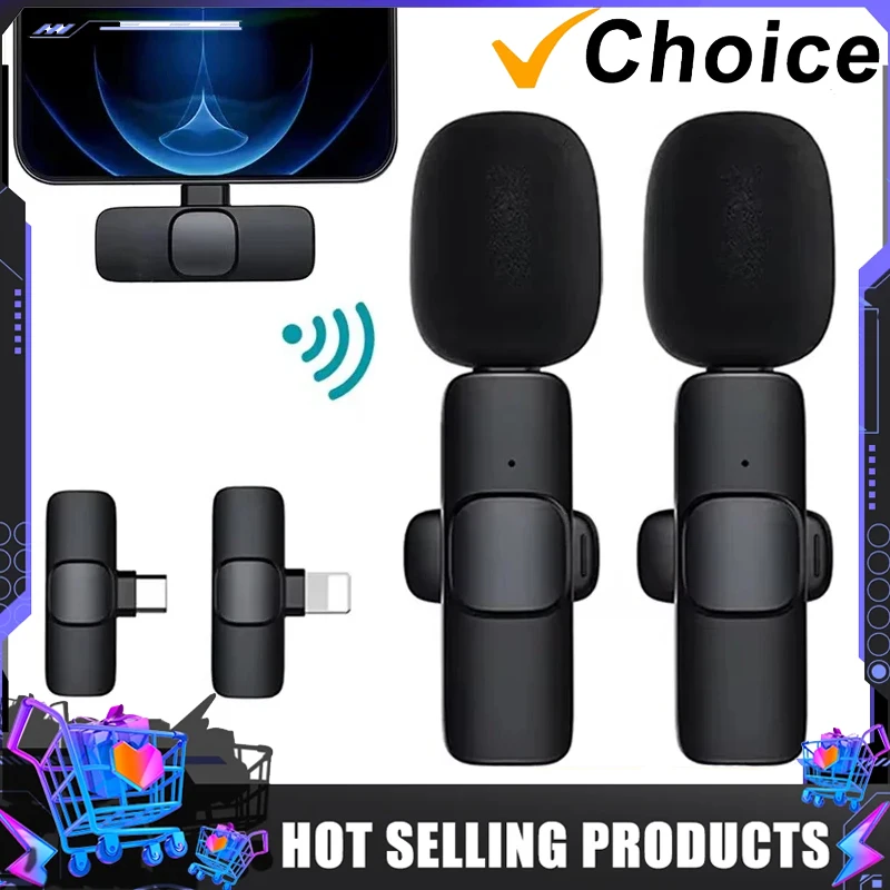 Wireless Lavalier-mikrofon Tragbare Audio Video Aufnahme Mini Mic Für iPhone Android Live Broadcast Gaming Telefon Mit Empfangen