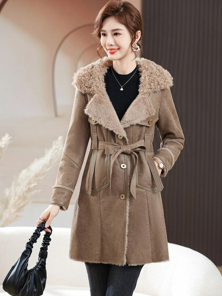 Neue Outwear Herbst Winter Parkas Medium Stil Pelz Einem Mantel in Mode Warme Jacke Nachahmung Fuchs Pelz Atmosphäre Frauen Mantel