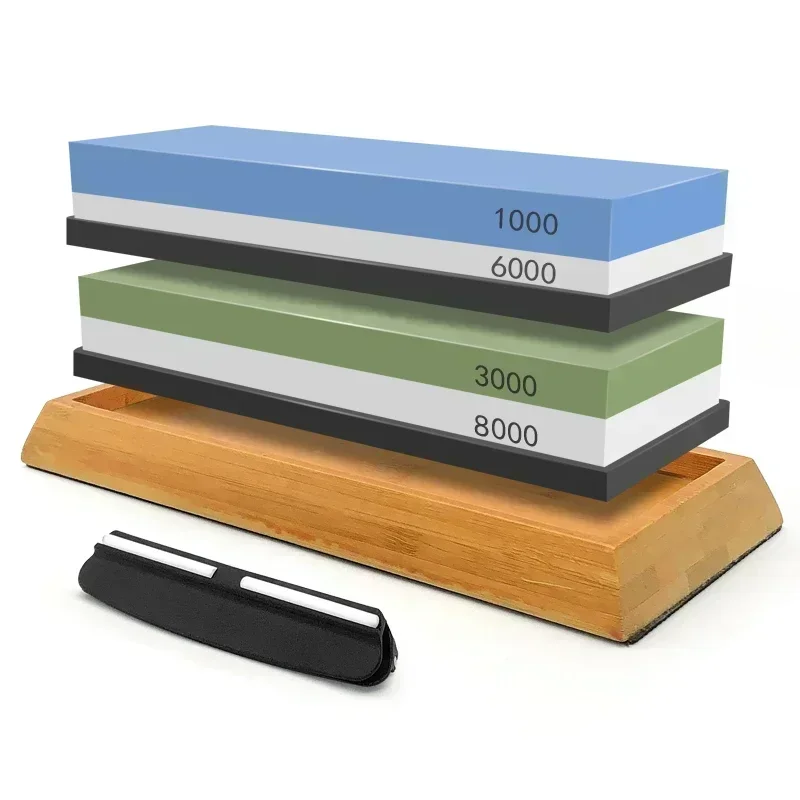 1-7 Chiếc Đá Mài Dao Grit240-8000 # Đá Mài Dao Chuyên Nghiệp Đá Mài Bộ Đế Gỗ Góc Hướng Dẫn Đánh Bóng Bộ