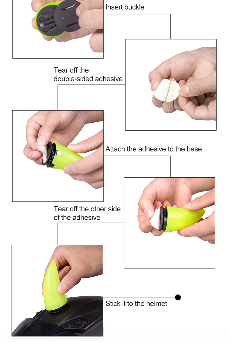 2pcs Universal Glow Devil Horn for Motorcycle Helmet Outdoor Sport Devil's Horns Corner Helmet Decoration Black Green Pink Blue