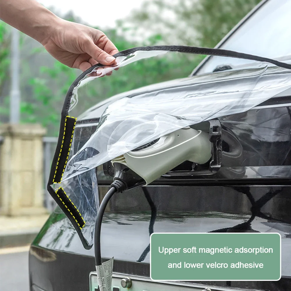 Porta de carregador ev, capa à prova de chuva e poeira, proteção externa, adsorção magnética para tesla modelo 3 y sedan