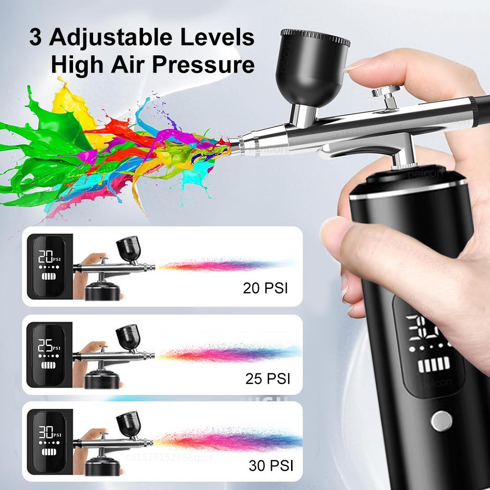 Airbrush with Compressor Handheld Spray Gun for Painting Crafts Mini Spray Gun USB Rechargeable Airbrush Portable Sprayer Gun