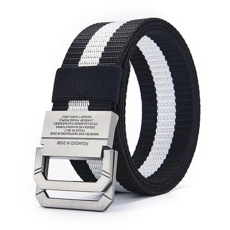 Herenriem Trend Canvas riem met dubbele lusgesp Damesriem met cargobroek Jeansriem Buitensportriem Geen geperforeerde riemen