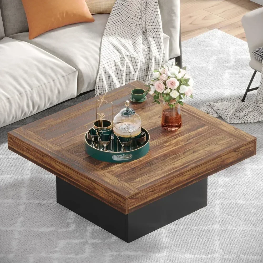 Mesa de centro LED, mesa de centro baixa de madeira projetada para sala de estar, mesas de café