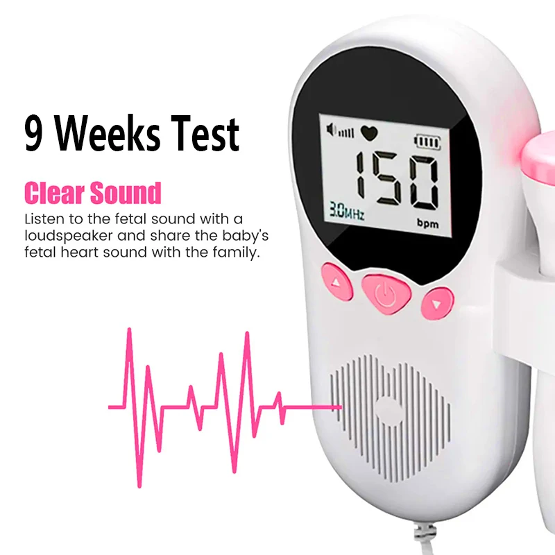 Casa doppler fetal monitor de freqüência cardíaca gravidez do bebê detector de batimento cardíaco lcd backlight sem radiação estetoscópio medidor de pulso 3mhz