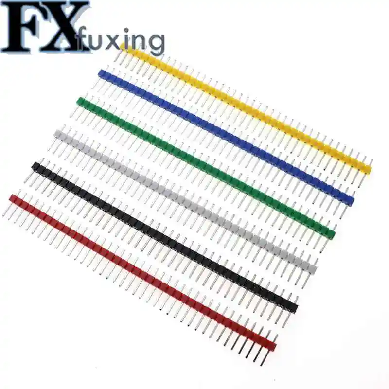 30PCS 40 Pin Breakable Pin Header 2.54mm Single Row Male Header Connector Kit PCB Pin Strip For Arduino Black White Red Green