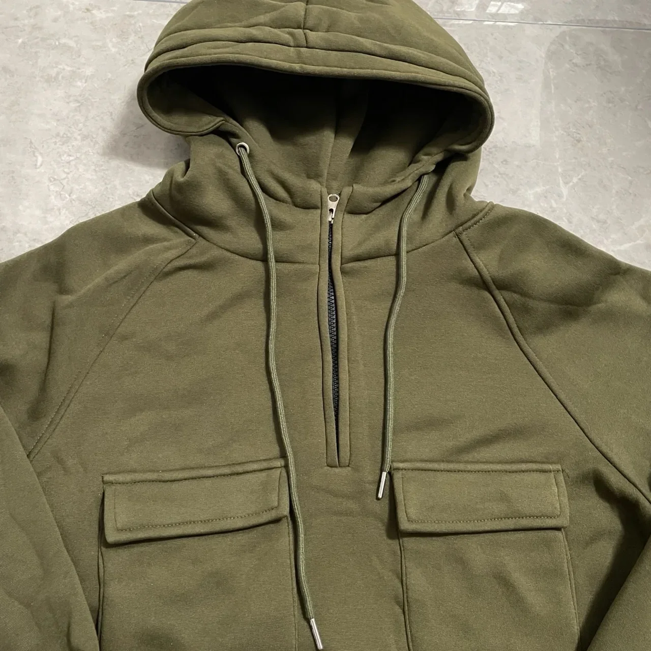 Sudaderas con capucha tácticas de media cremallera para hombre, sudaderas militares de lana sólida y cálida, chaquetas con capucha con múltiples bolsillos para hombre, Polar grueso para exteriores