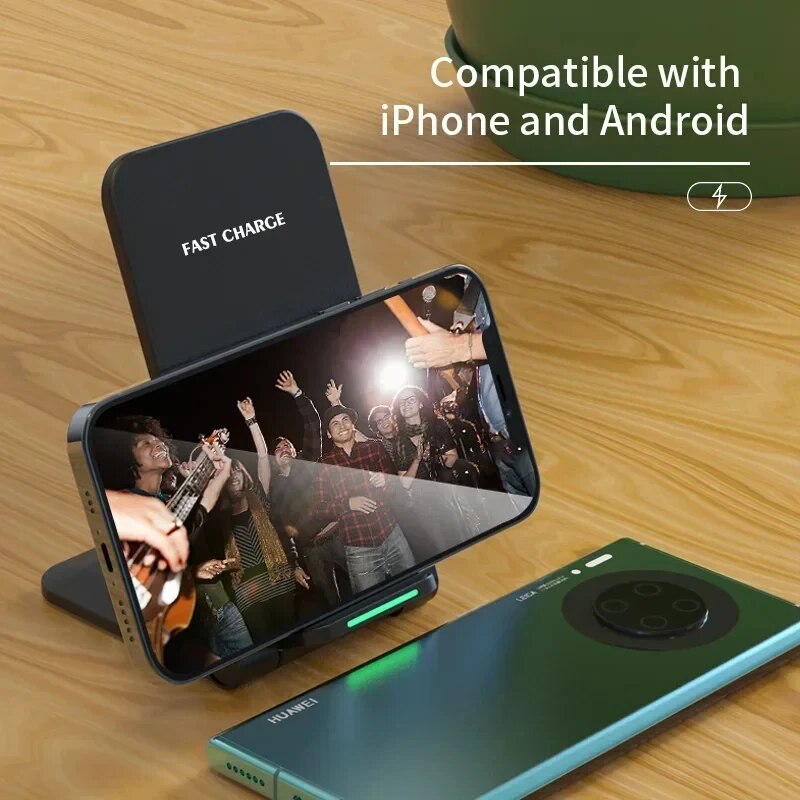 2024 Wireless Charger Station For iPhone 16 15 14 13 12 Pro Max 11 Phone Stand Fast Charging Charger for Samsung Xiaomi Foldable