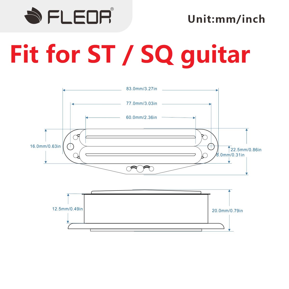 FLEOR 1 шт. Alnico 5 Hot Dual Rails хамбакер звукосниматель с одной катушкой, размер подходит для деталей гитары ST/SQ, черный/белый/желтый вариант