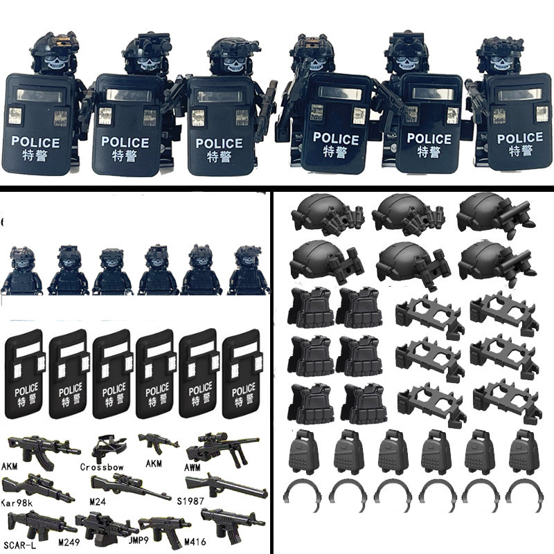 ตํารวจเมือง Camouflage Ghost คอมมานโดกองกําลังพิเศษ Building Blocks MOC โมเดิร์นรัสเซียทหารอาวุธของเล่น