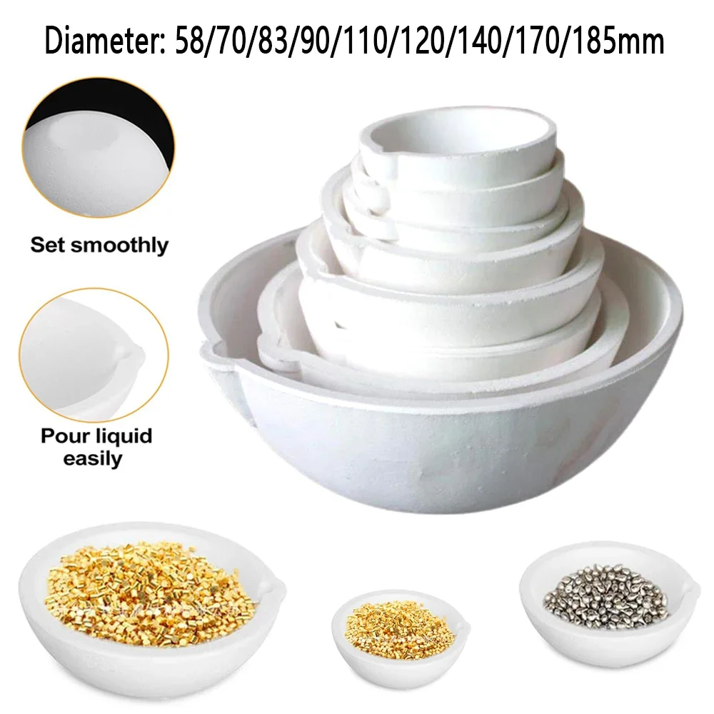 Crisol de fundición de sílice de cuarzo de alta temperatura, herramientas de fundición de joyería de plata dorada refinada, 1/4 Uds., 100g-5000g