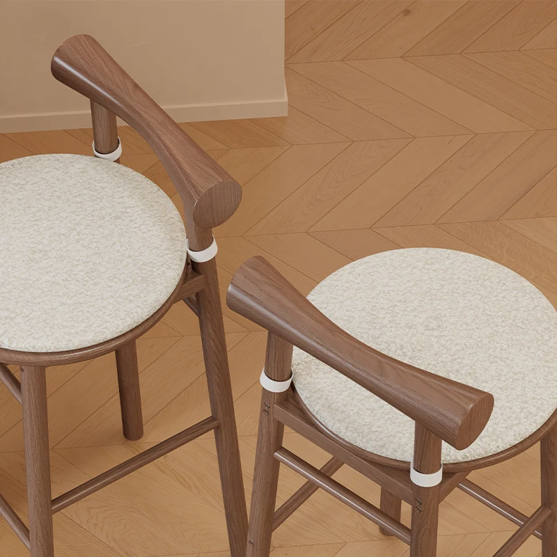 High-Endไม้เก้าอี้บาร์Home Kitchen Islandเก้าอี้รับประทานอาหารไนท์คลับร้านกาแฟCommercialเฟอร์นิเจอร์Cushionedสูงสตูล