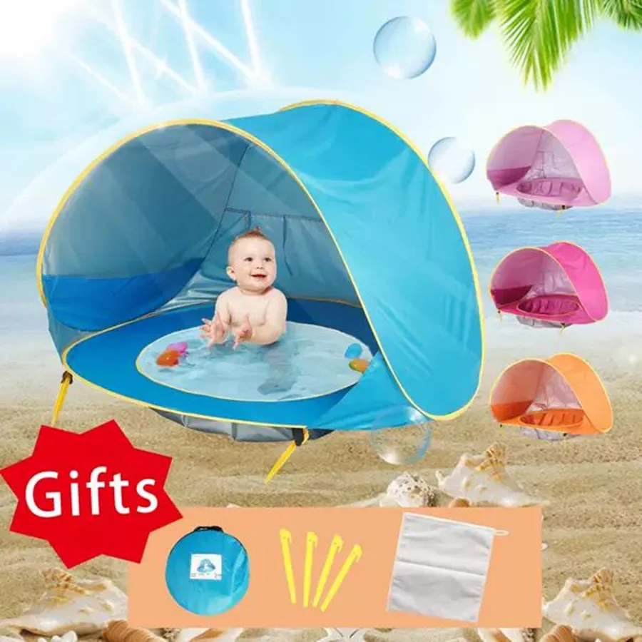 Tienda de playa para bebé, refugio solar impermeable, refugio solar con protección UV y piscina para niños, sombrilla para acampar al aire libre, refugio solar para playa UPF 50+