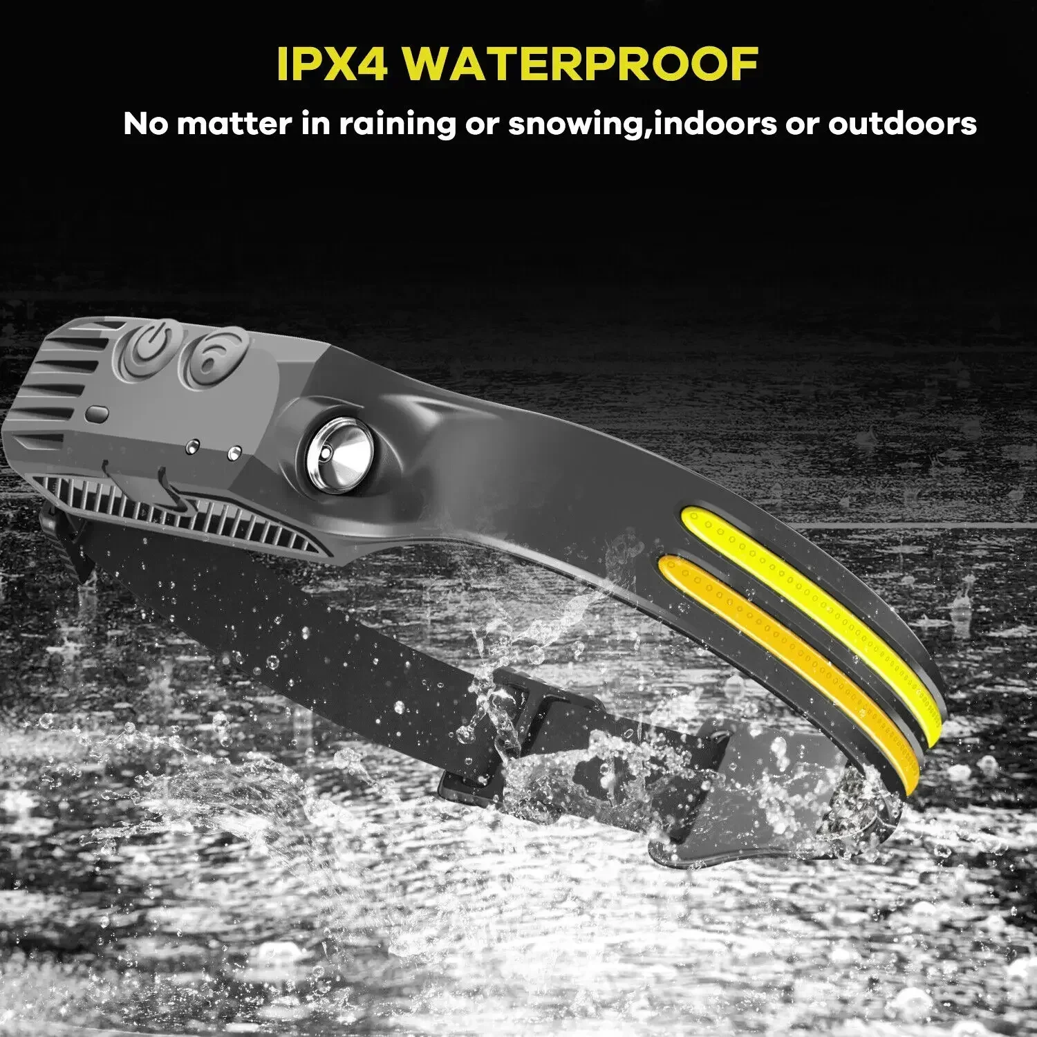 Linterna frontal con Sensor LED recargable por USB XPE + COB, linterna frontal, luz de trabajo, resistente al agua, para pesca, Camping