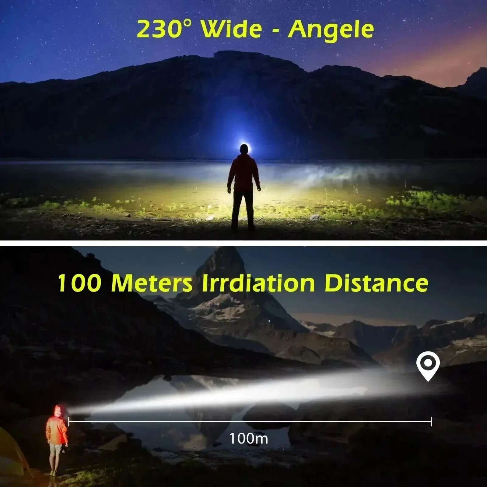 Paquete de 1 ~ 4 linterna frontal con Sensor LED, linterna recargable por USB XPE + COB, linterna impermeable para Camping, linterna de pesca
