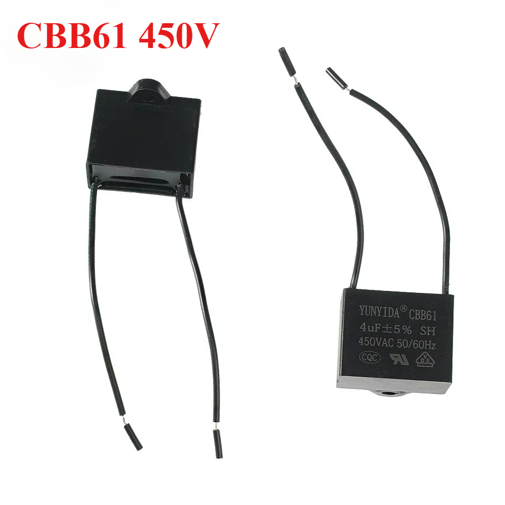 1 peça capacitor de partida cbb61 450v 0.8/1/1.2/1.5/1.8/2/2.5/3/3.5/4/4.5/5/6/7/8/10uf capacitor de corrida de motor de exaustão de teto cbb61