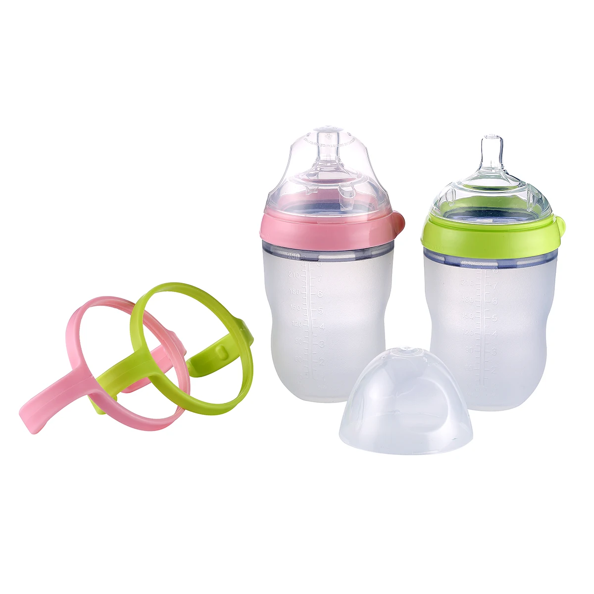 100% Bình Sữa Núm Silicone 250Ml Màu Xanh Lá 8Oz 150Ml Màu Hồng 5Oz Sữa Nghiền Thức Ăn Cho Bé