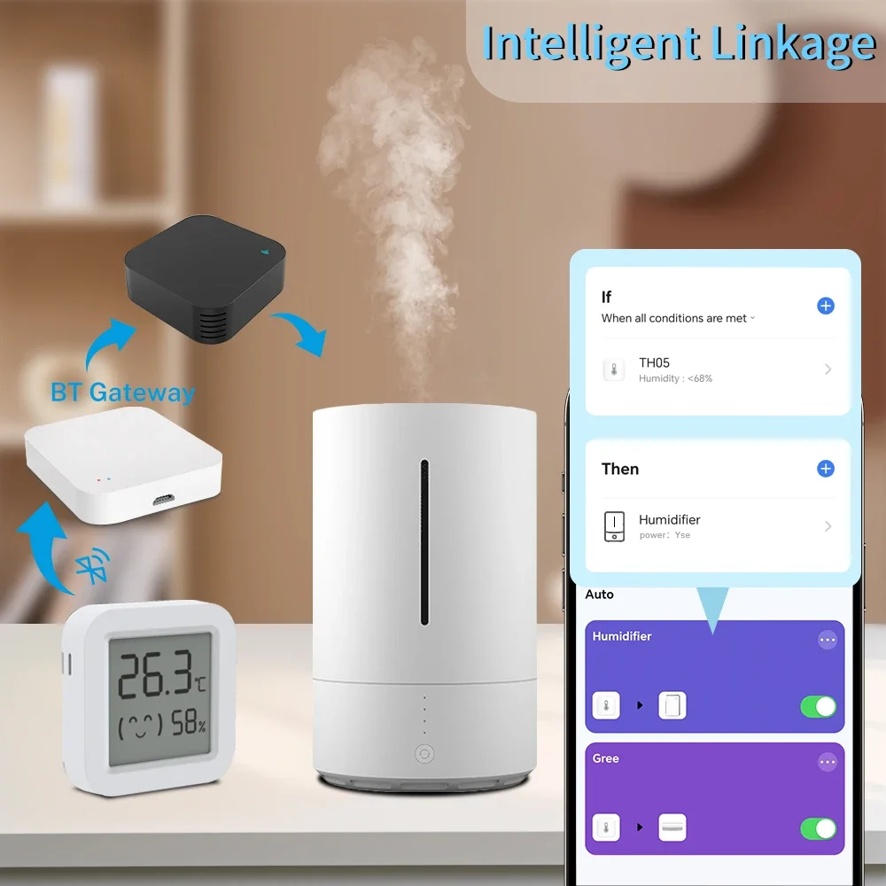 Tuya sensor de temperatura e umidade tela lcd bluetooth-compatível app monitor de controle remoto para casa ambiente vida inteligente
