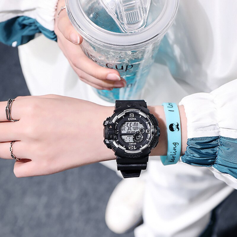 Cool Luminous Men Sport Watch High End Silicone Strap Relógio de pulso militar Led Calendário Waterproof Digital Relógios