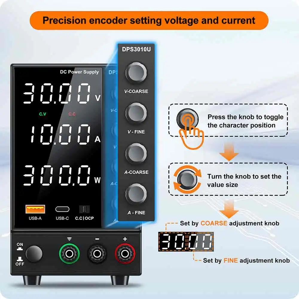 Alimentatore CC regolabile 30V 5A 10A 60V 120V 3A Laboratorio Banco Sorgente di alimentazione Commutazione Regolatore di alimentazione LCD stabilizzato