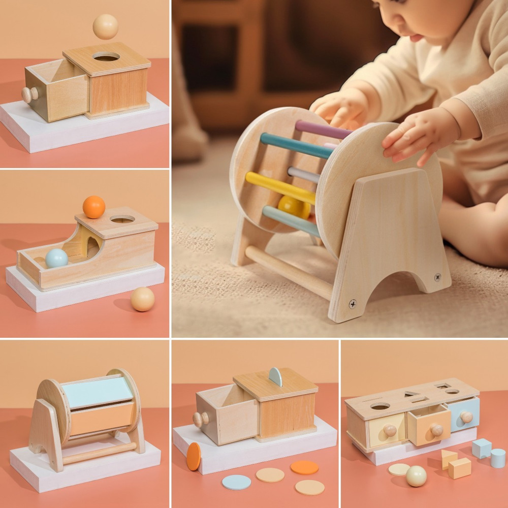 Jouets en bois Montessori pour nourrissons, boule de pièce de monnaie, tambour occupé, forme de couleur, Match de Cognition, jouet sensoriel éducatif, cadeaux d'aide pédagogique pour bébé