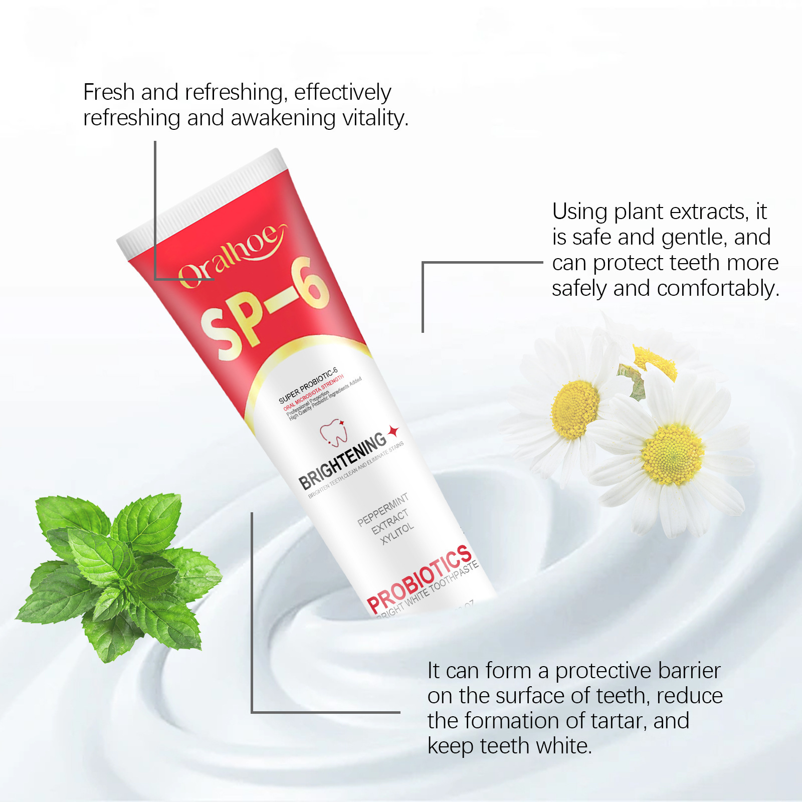 SP6 Probiotic Brightening Toothpaste Remove Plaque Stains Keep Fresh Breath Preventing Periodontitis Oral Teeth Care Toothpastes