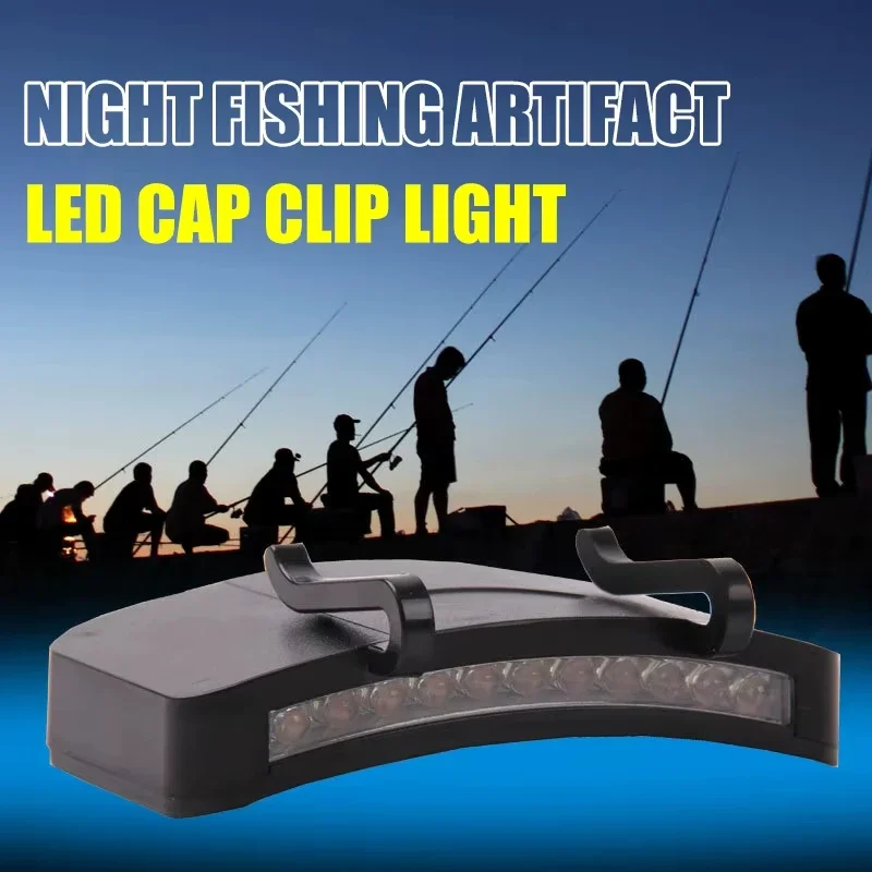 Torcia portatile super luminosa a 11 LED con clip per cappello, per pesca notturna, campeggio, escursionismo all'aperto, alimentata a batteria 3 AAA