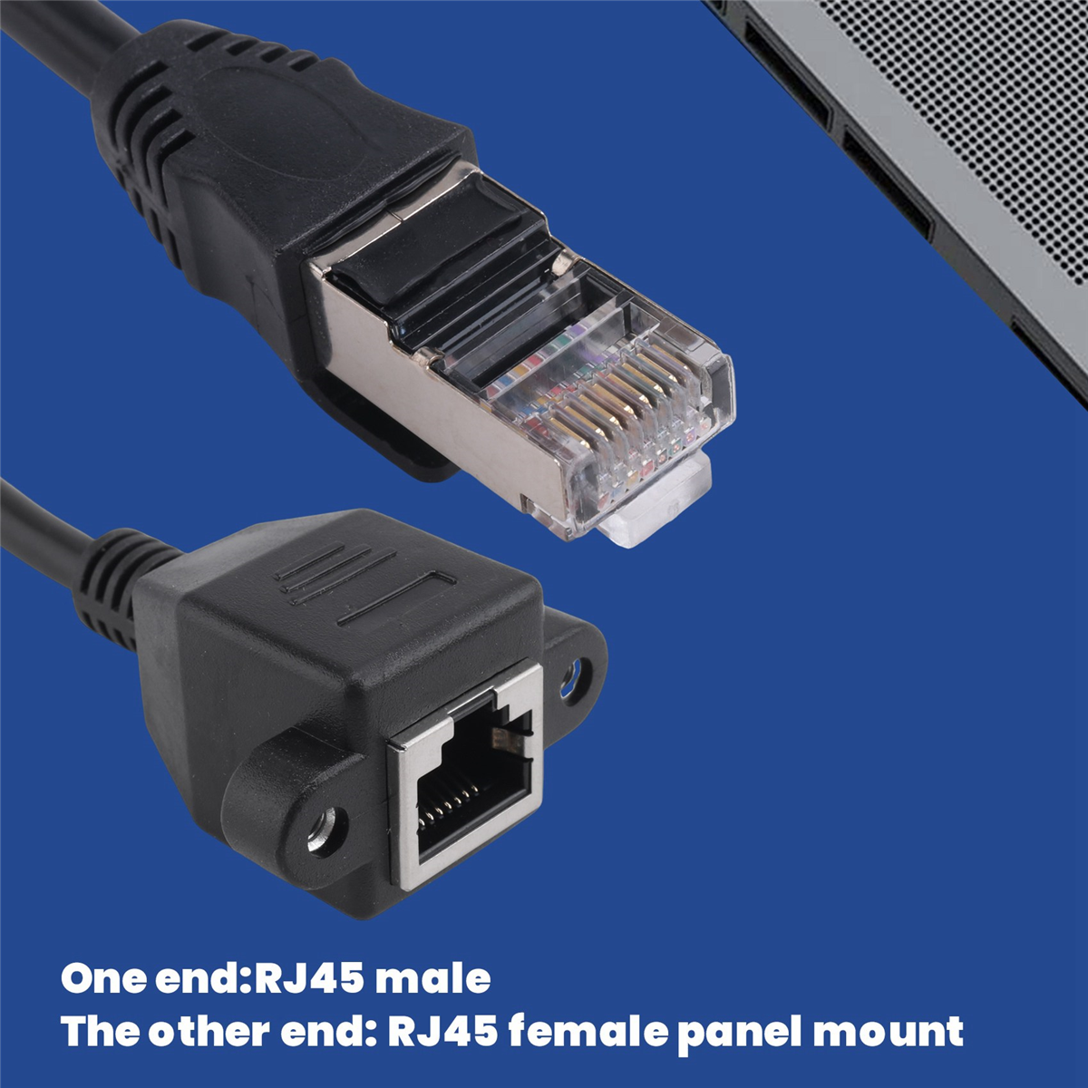 1FT RJ45 Male to Female Screw Panel Mount Ethernet LAN Network Extension Cable