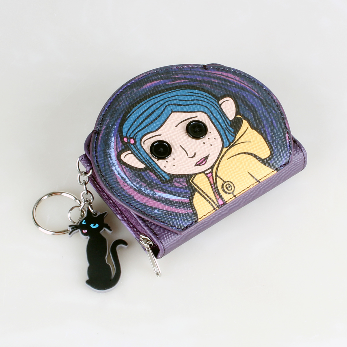 Cartera de mujer de dibujos animados de anime, tarjetero de chica linda y moderna, monedero con llavero