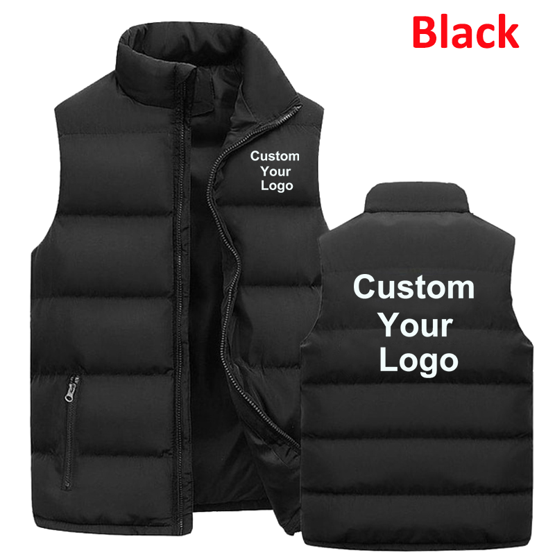 Modische Herren-Freizeitjacke mit individuellem Logo, modische warme Daunenweste, schmale Passform, ärmellos, verdickte Stehkragen-Weste
