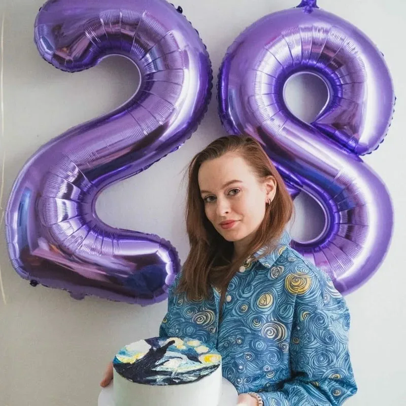 소년 소녀 생일 풍선 32 인치 보라색 번호 풍선 1 2 3 생일 파티 장식 어린이 anniversaire 9/1/3 세