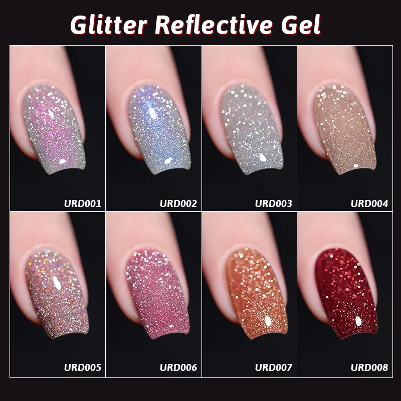 UR SUGAR 15ml Sliver สะท้อนแสงเล็บเจล Shining Glitter กึ่งถาวร Soak Off UV GEL Sparkle Effect เล็บเล็บ