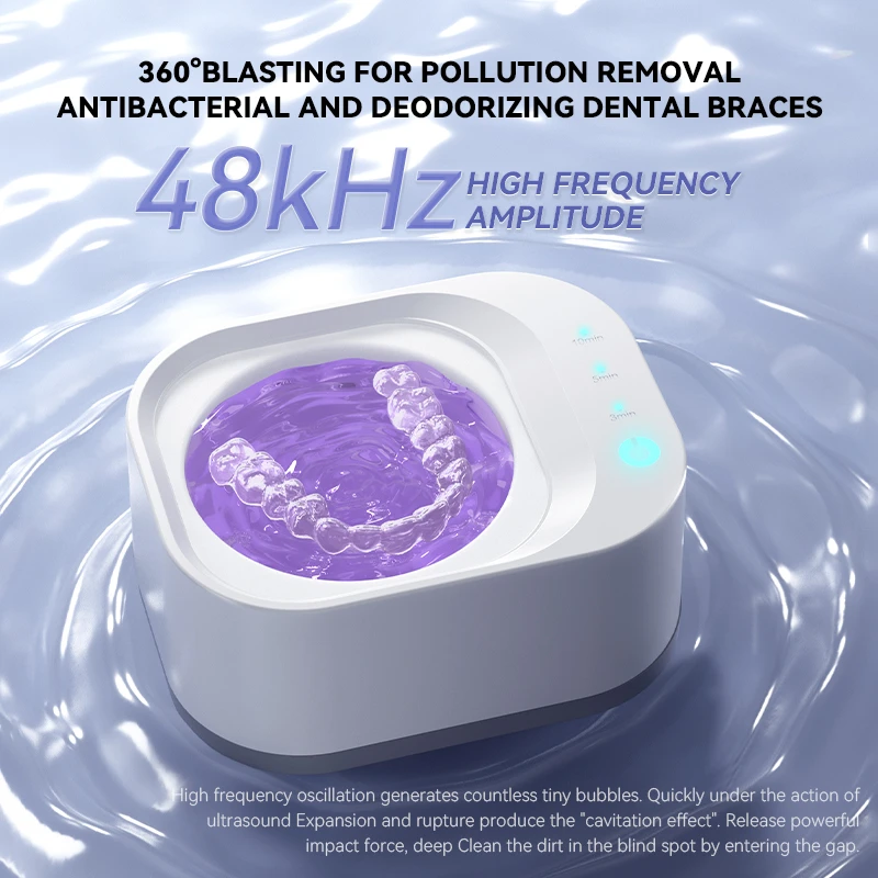 Xiaomi 48khz Ultrasonic Cleaning Machine Orthodontic Invisible Braces Retainer Denture Cleaner Tooth Cleaning Artifact Portable