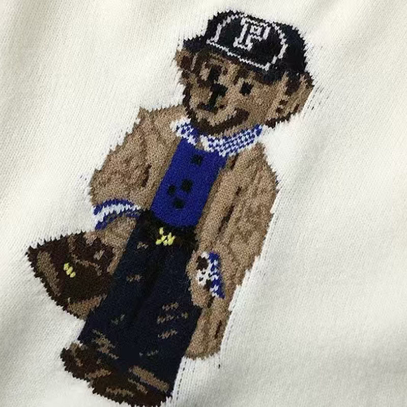 Jersey de otoño e invierno para mujer, Jersey de punto de Cachemira, Tops con estampado de oso, jerséis cálidos, moda coreana, ropa elegante para mujer 2024