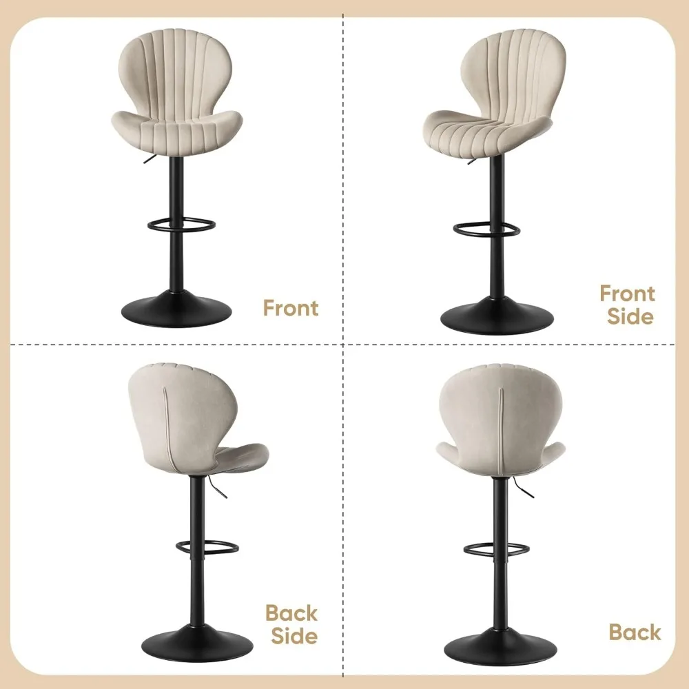 Bar Stools Set of 2 Modern Swivel Bar Chairs, Barstools Counter Height with High Backrest, Easy 3-5 Minute Assembly for Bar