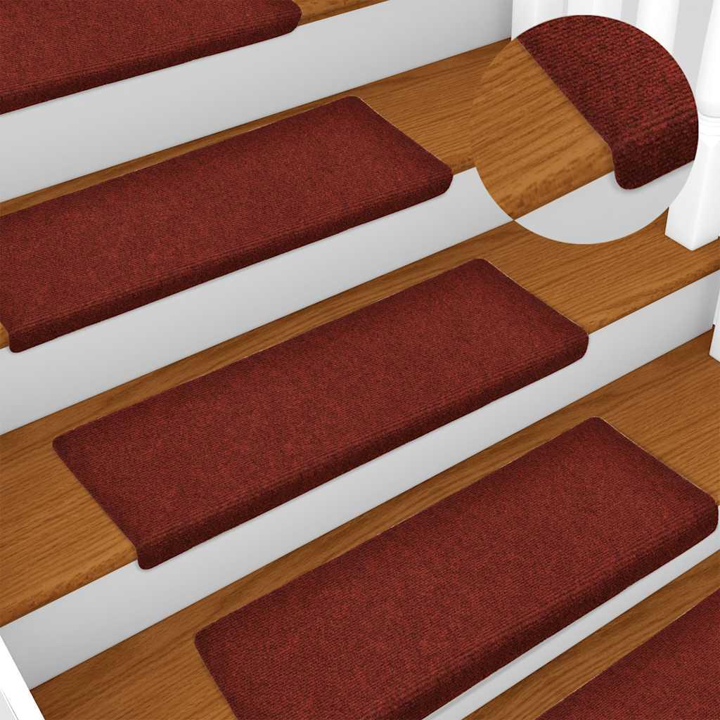 Self-Adhesive Stair Mats - 30 Pcs Red Non-Slip Carpet 65x21x4 cm for Safety & Comfort