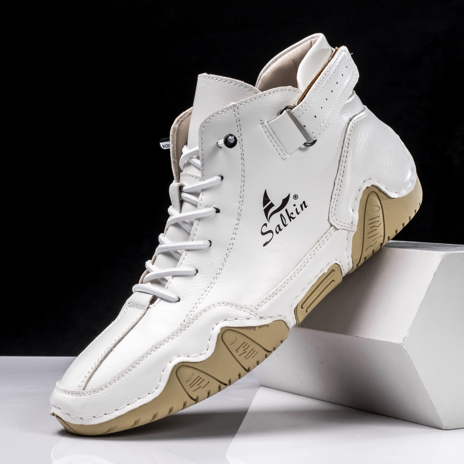 Nowe Ręcznie Robione Męskie Buty Designerskie Sneakersy Męskie Outdoorowe Casualowe Skórzane Sneakersy Męskie Botki Trekkingowe Jesienne Oddychające Gorąca Wyprzedaż