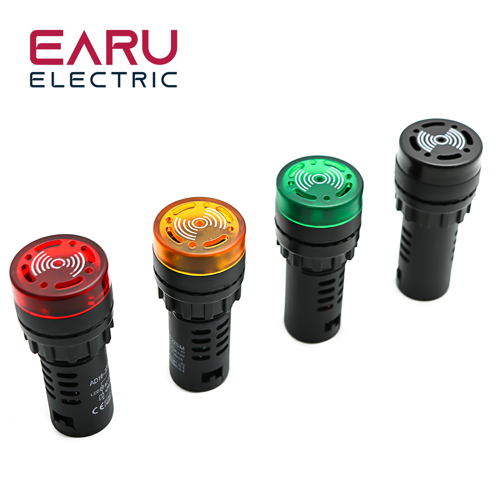 16mm 22mm AD16-22SM Panel Durchmesser 12V 24V 110V 220V Blitzsignal Licht Rote LED Aktive Summer Beep Alarm Anzeige Grün Schwarz