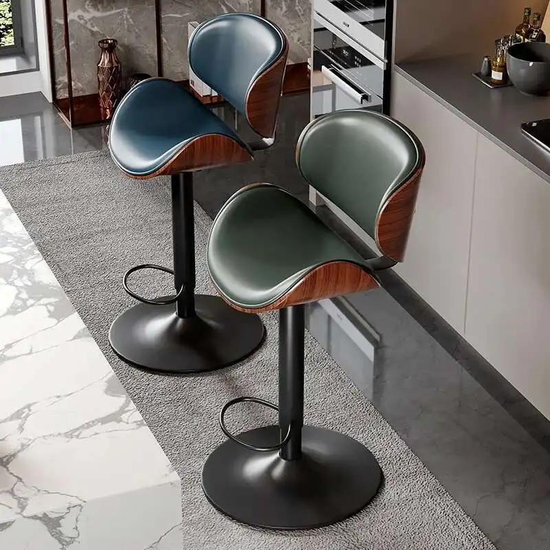 Metal Iron Bar Stool Lift Back High Stool Home Island High Stool Front Desk Chair Conference Room Reception High Stools