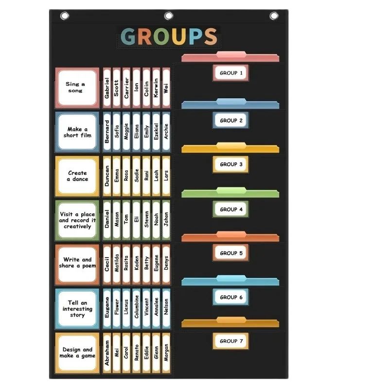 114-Karten-Taschendiagramm für kleine Gruppenmanagement, Klassenzimmer-Organisationstool für Lehrer, pädagogisches Lernzubehör