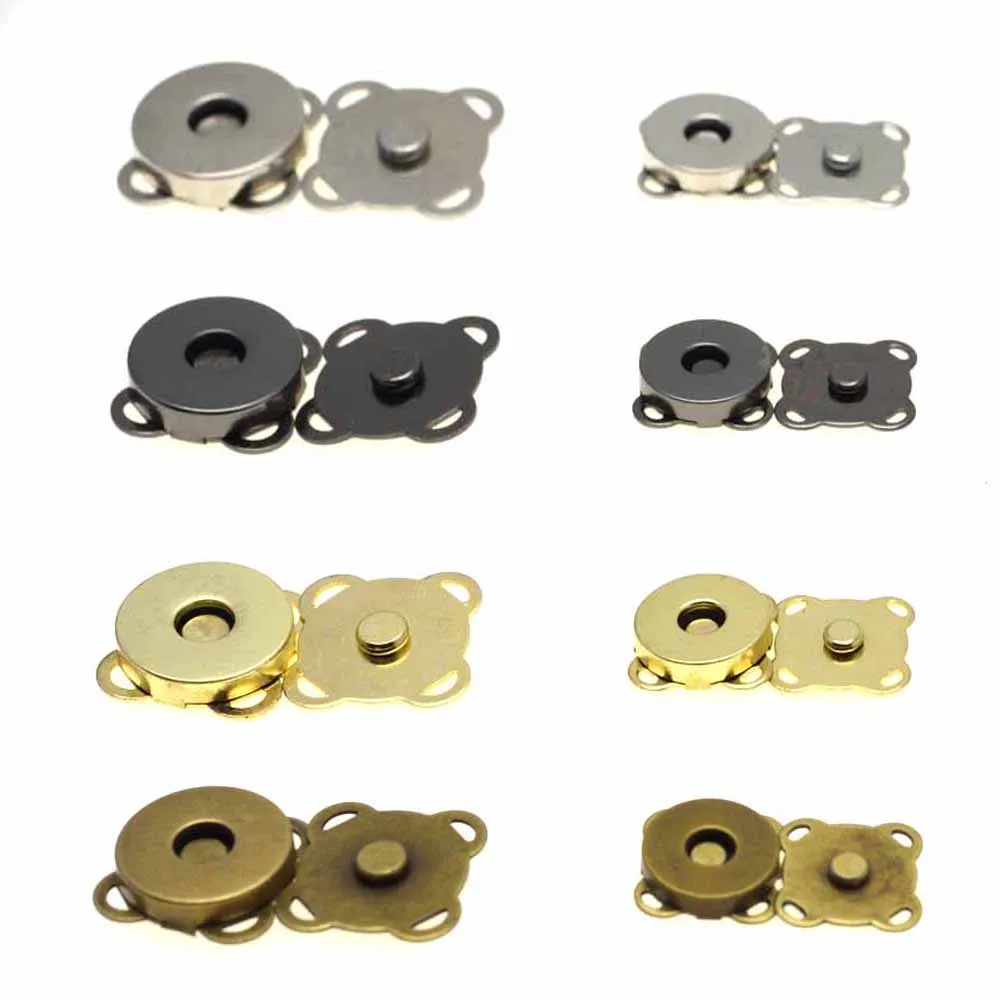 10 pz/pacco chiusure a scatto magnetiche in metallo chiusure bottoni borsa a mano portafoglio borse artigianali parti accessori 15mm 18mm 4 colori
