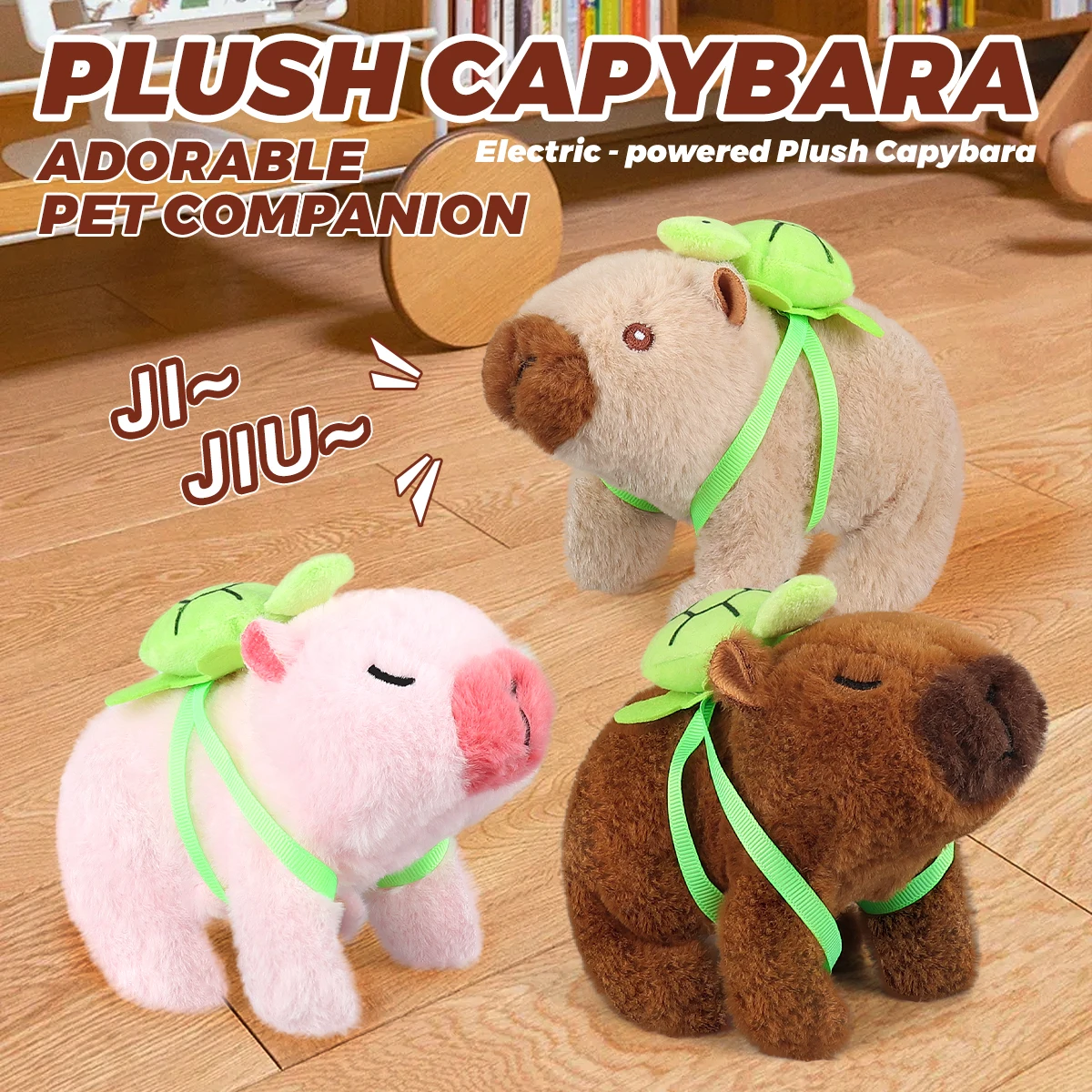 1pc simulação eletrônica de pelúcia capivara volta tartaruga andando som movendo boca boneca brinquedos para animais de estimação para presente aniversário