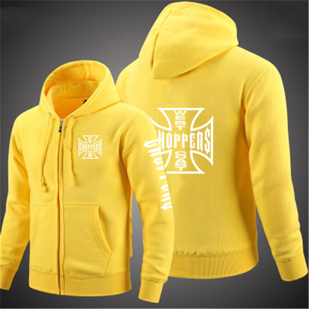 West Coast Choppers 2024 New Spring Autumn Mens Solid Color Zipper Pullover Sweater Warm Long-sleeved Comfortable Versatile Caot
