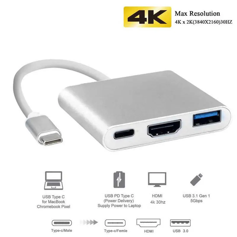 Adaptador Compatible con 4K tipo C a HDMI, concentrador USB 3,1/3,0 tipo C, convertidor de carga para Samsung S23 Ultra, Huawei, Xiaomi, portátil, Macbook