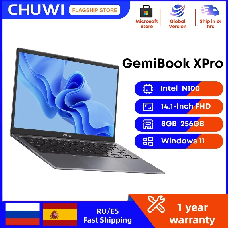 Laptop CHUWI GemiBook XPro 14,1 cala, procesor Intel N100/N150, karta graficzna 600 GPU, ekran, 8 GB RAM, 256 GB SSD, wentylator chłodzący, Windows 11
