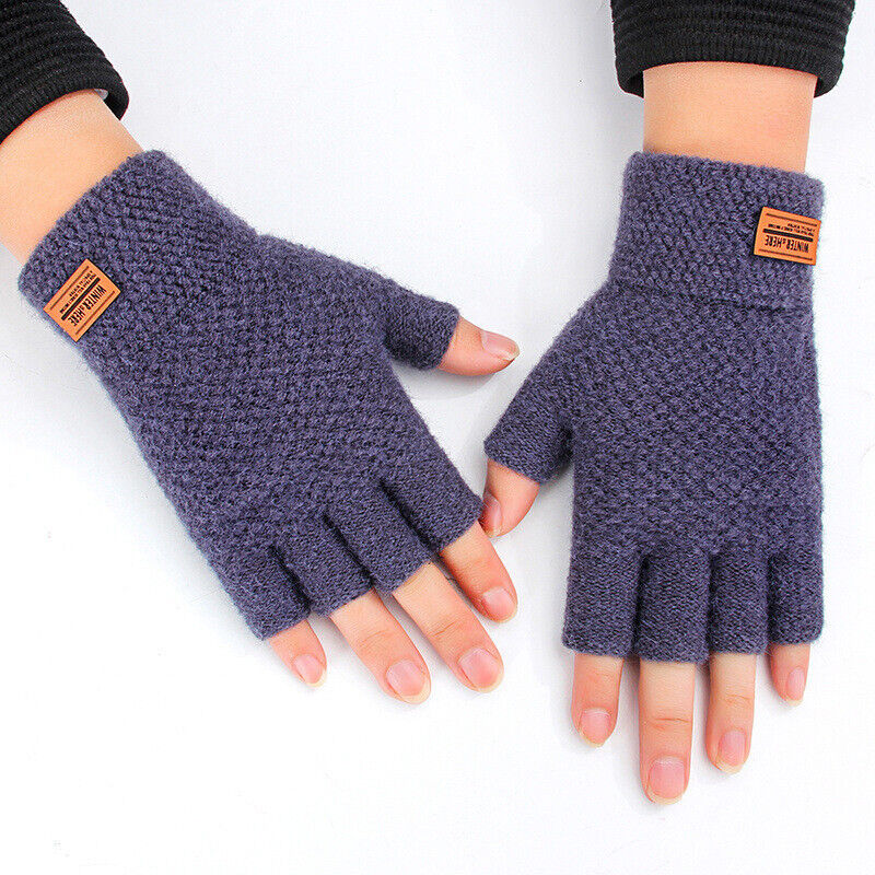 Winter finger lose Handschuhe für Männer Halb finger Schreibbüro gestrickte Alpaka Wolle warme Handschuhe dicke elastische Fahr handschuhe neu