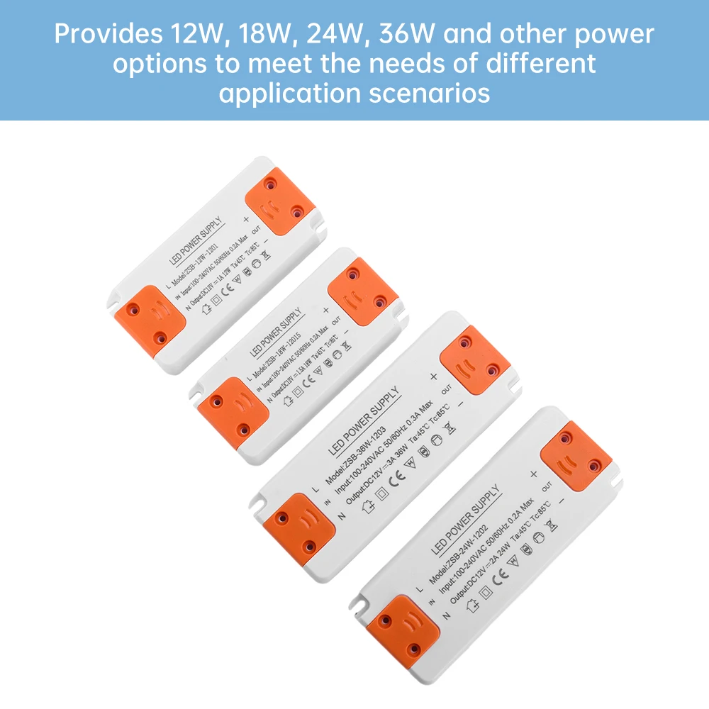 DC 12V Ultra Thin Lighting Transformer LED Power Supply 12W 18W 24W 36W Driver 110V 220V 230V For LED Strip Lights