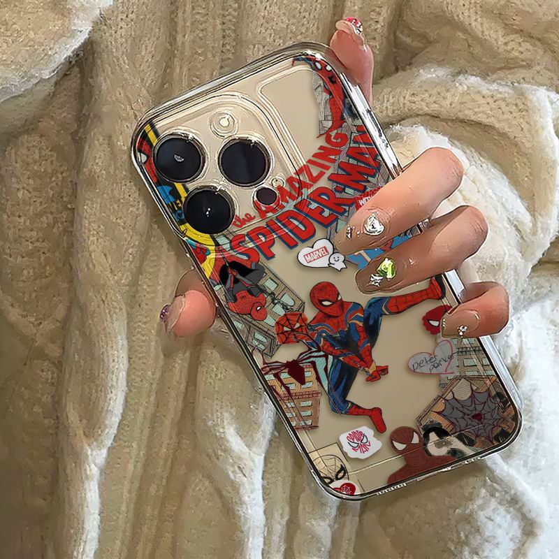 Funda de teléfono Marvel Spider Man para iPhone 16 15 14 13 12 11 Pro Max 7 8 Plus XR XS Max a prueba de golpes encantadora cubierta anticaída Y2K