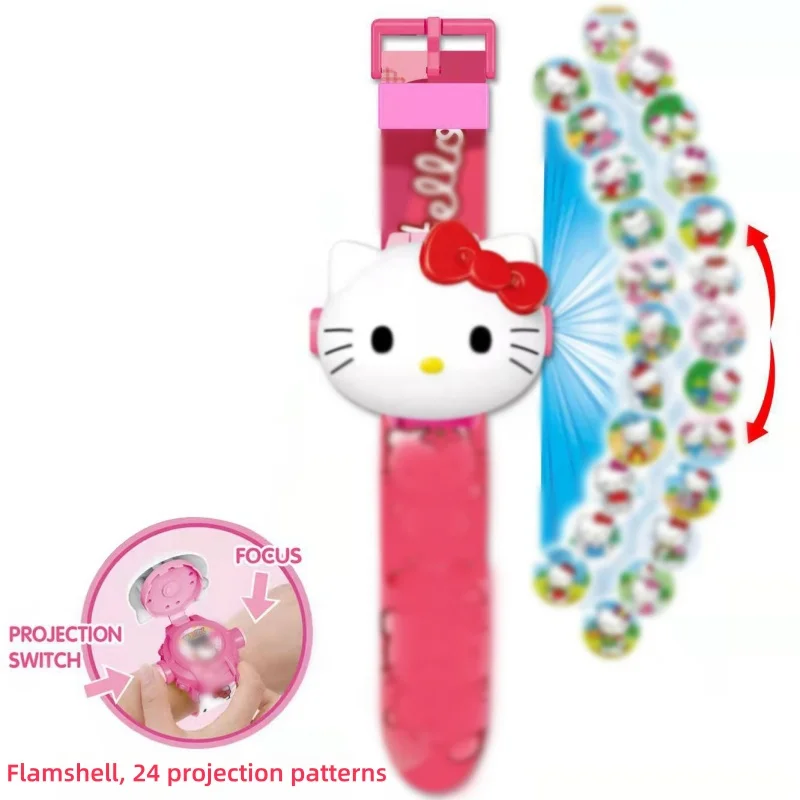 Sanrio Hello Kitty Toys Set Proiezione 3D Orologio digitale Cinnamoroll Kuromi Melody Anime Action Figures Modello Giocattolo Regalo per bambini